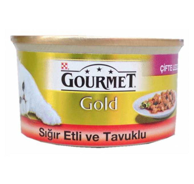 Gourmet Gold Parça Et Soslu Sığır Etli Tavuklu Kedi Konservesi 85 Gr