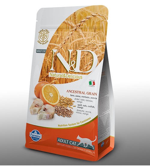 N&D Düşük Tahıllı Morina Balığı Portakal Kedi Maması 1,5 Kg -