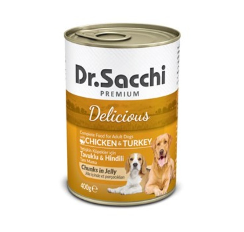 Dr.Sacchi Kons. Köpek Tavuk Hindi Etli 400gr -drs1