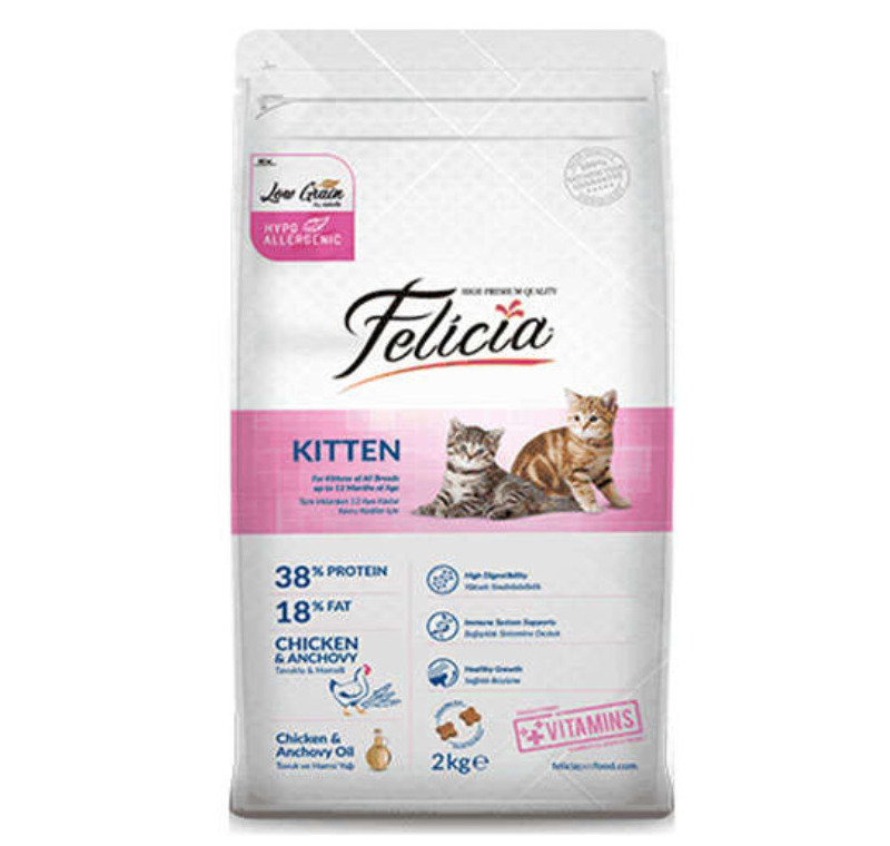 Felicia Kitten Düşük Tahıllı Tavuklu ve Hamsili Yavru Kedi Maması 2 Kg